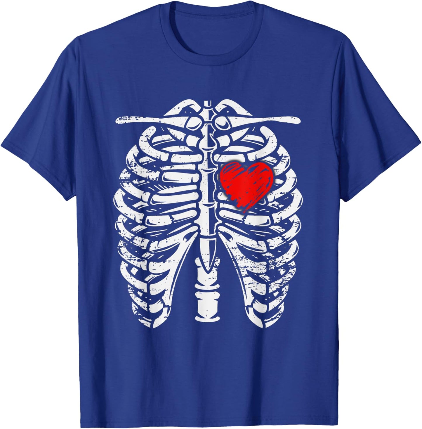 Rib Cage - Heart - Skeleton - Anatomy - X-Ray - Halloween T-Shirt - T-Shirt | Royal