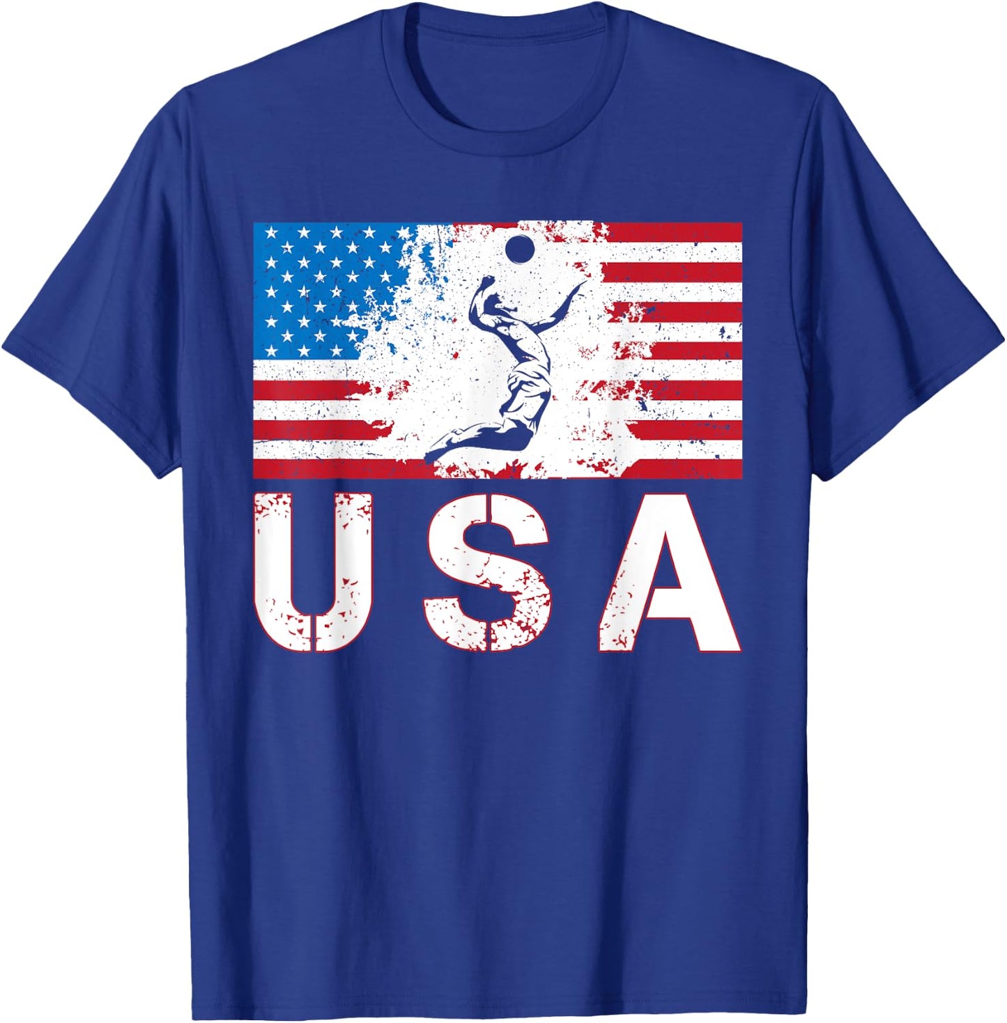 Volleyball USA team American flag US Volleyball men women T-Shirt - T-Shirt | Royal