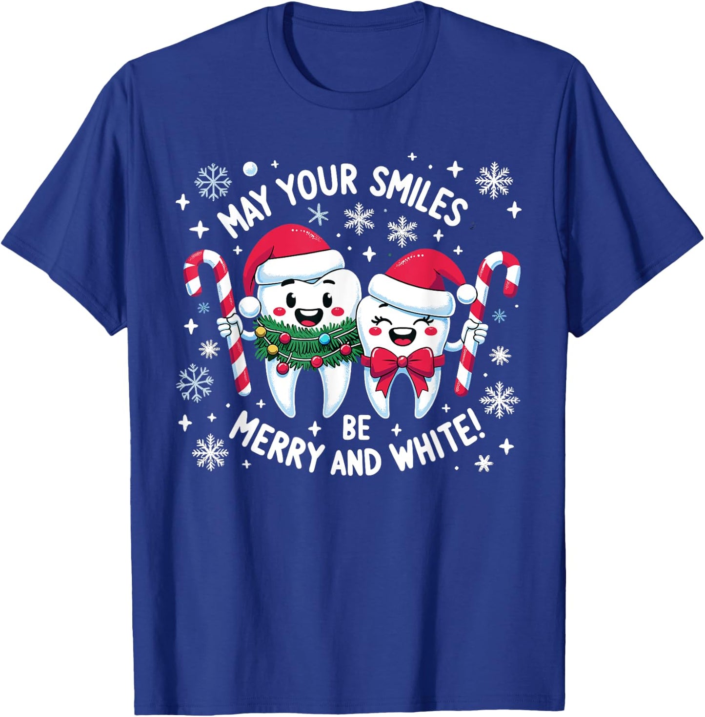 Merry and White Dental Christmas - Festive Dental Squad Xmas T-Shirt - T-Shirt | Royal