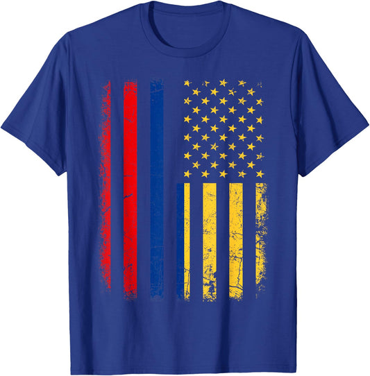 Colombian American Flag Colombian Roots Colombia America Small T-Shirt - T-Shirt | Royal