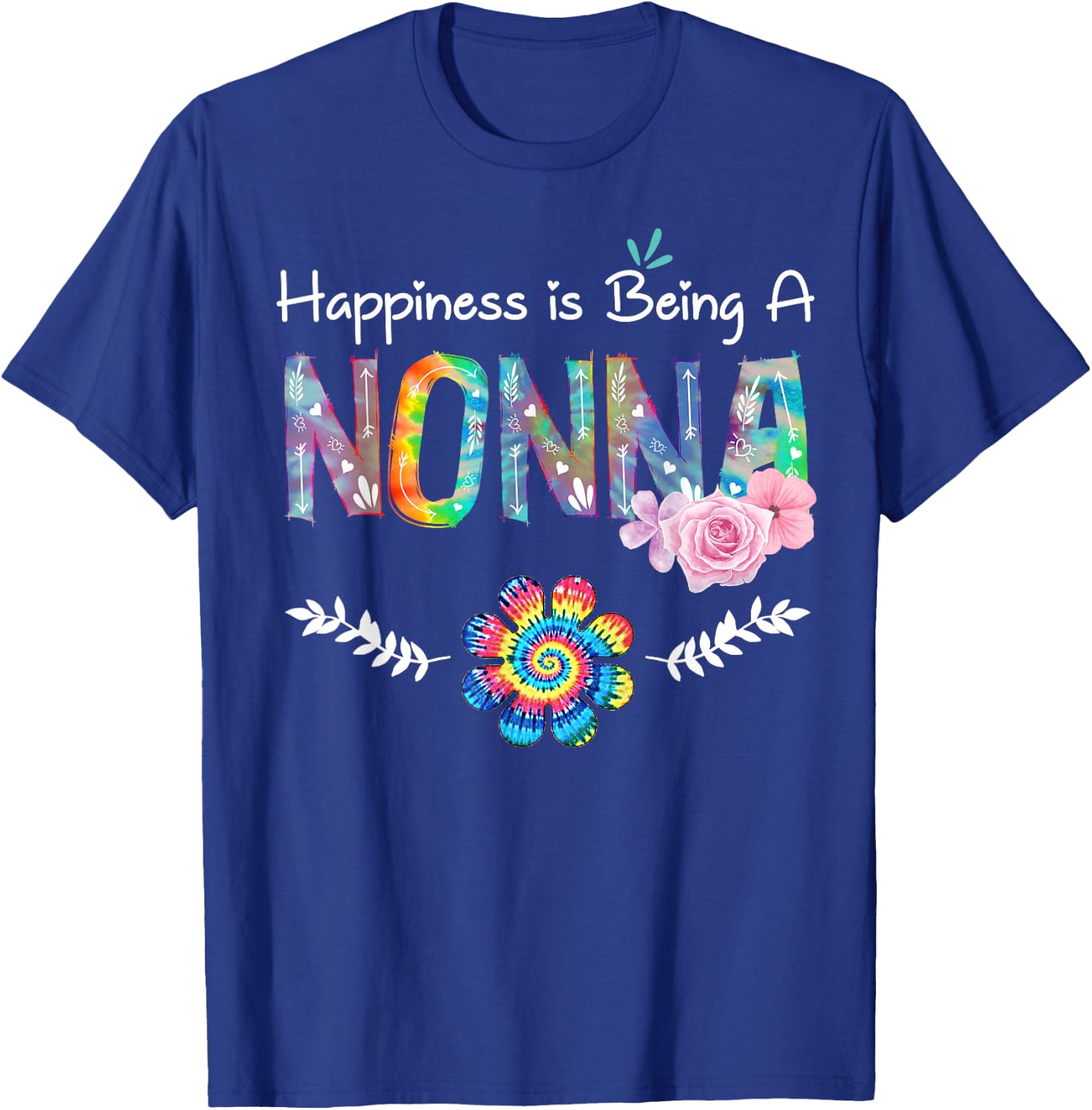 Happiness Is Being Nonna Flower Tie Dye Mother's Day T-Shirt - T-Shirt | Royal