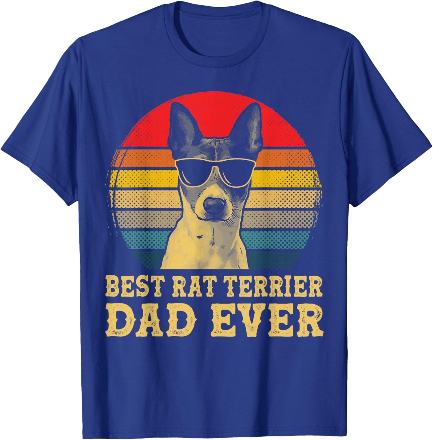 Best Rat Terrier Dad Ever Dog Lovers Retro Vintage T-Shirt - T-Shirt | Royal