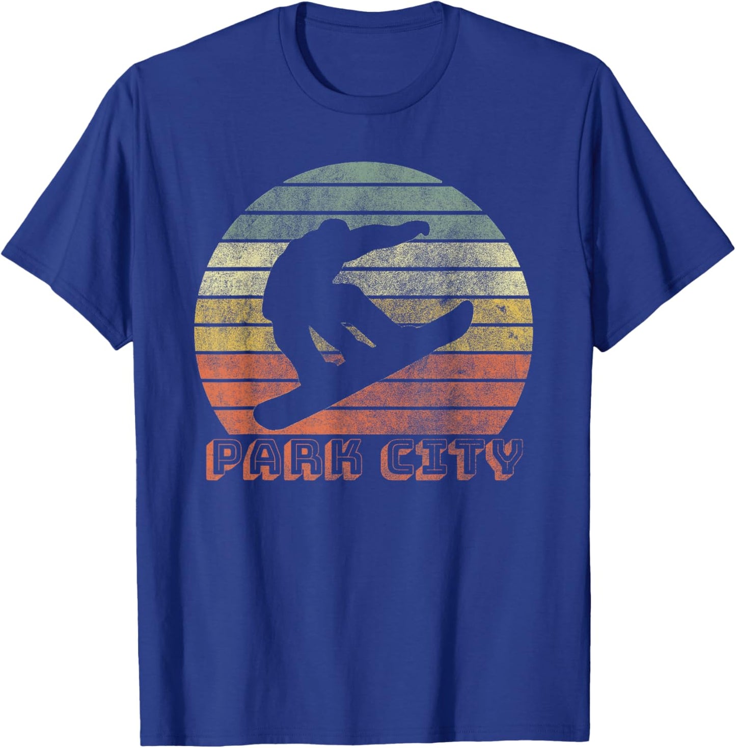 Park City Utah Snowboarding Retro Sunset Vintage T-Shirt - T-Shirt | Royal