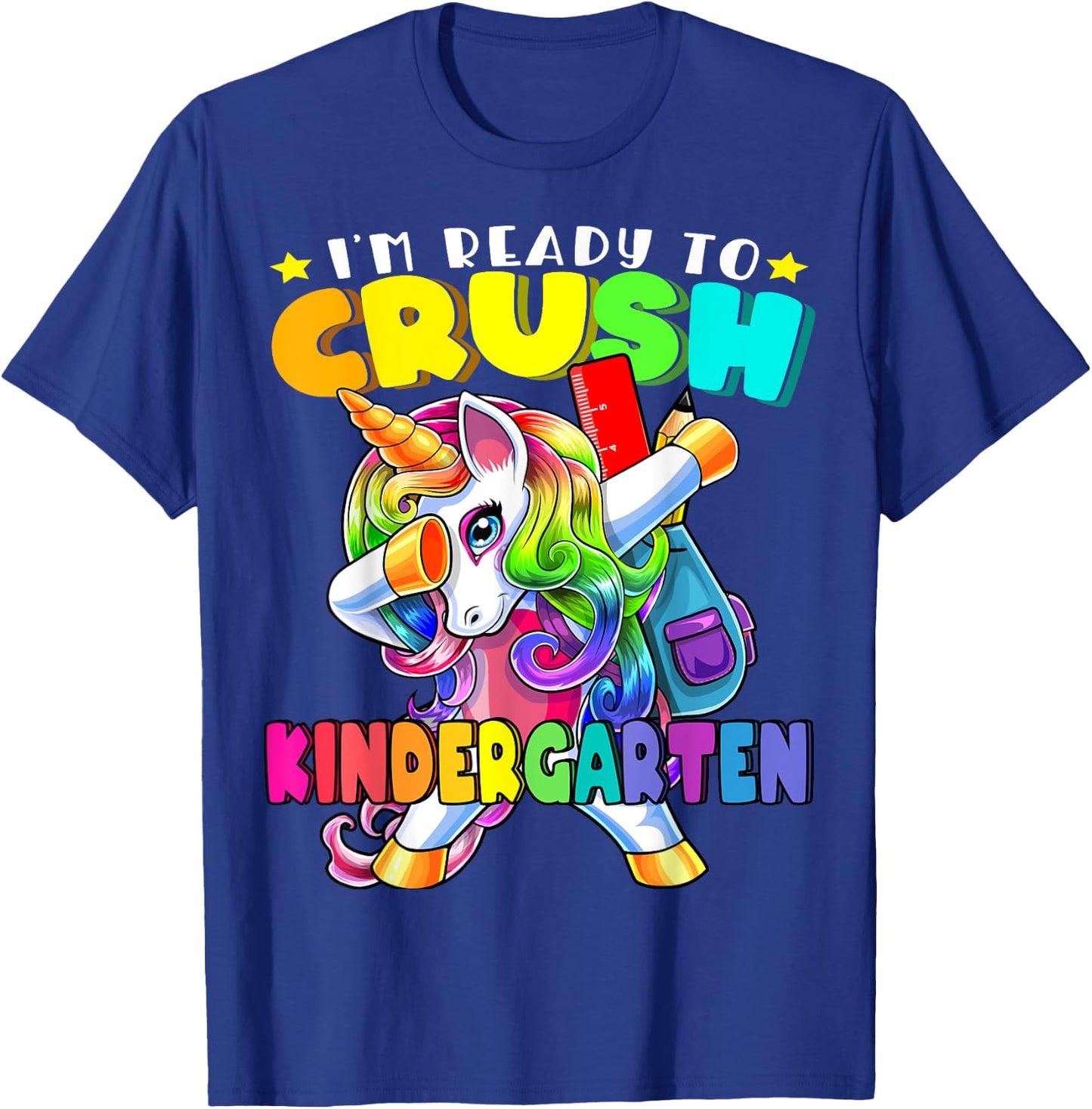 Crush Kindergarten Dabbing Unicorn Back to School Girls Gift T-Shirt - T-Shirt | Royal