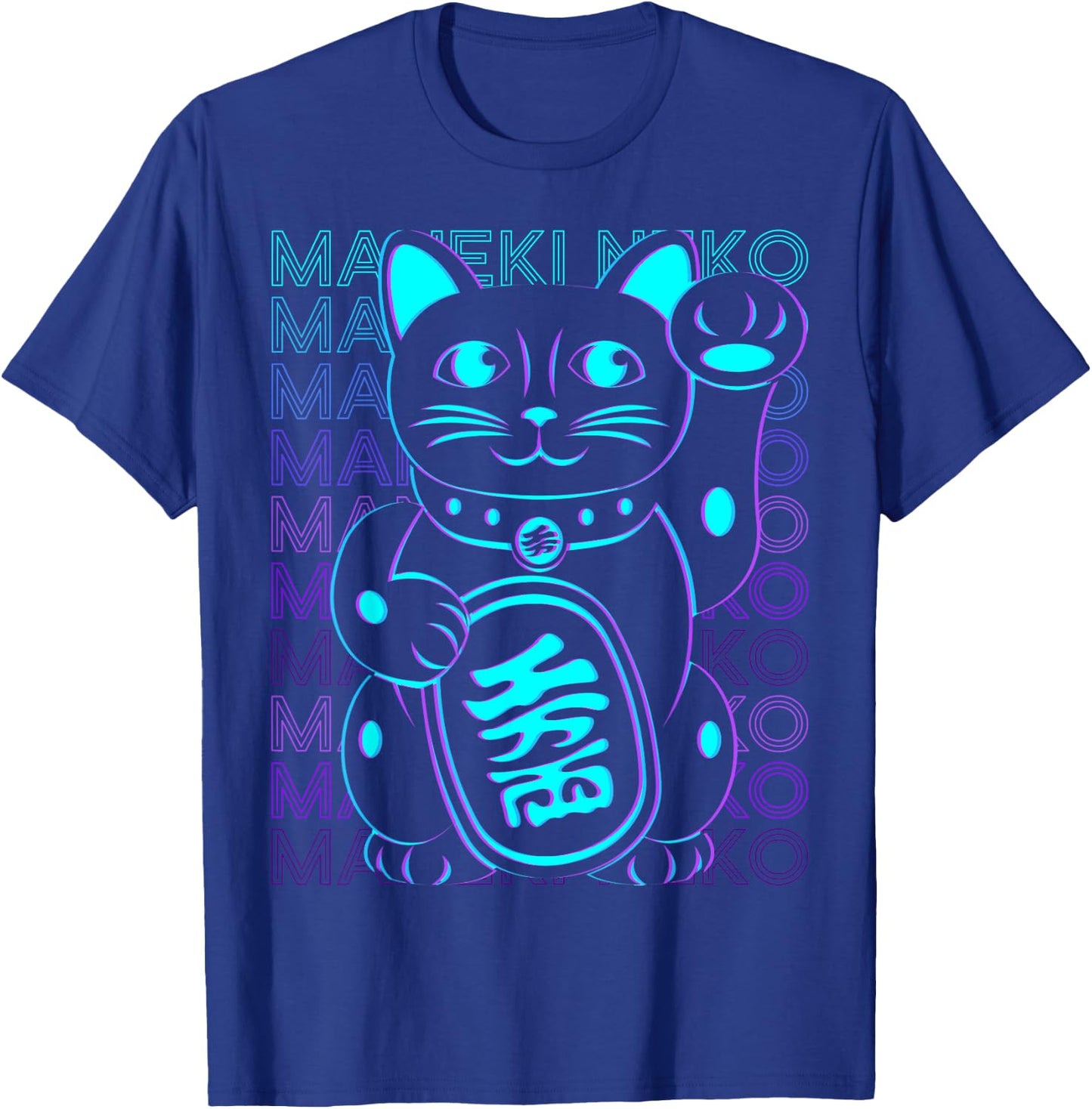 Maneki Neko Cat Japanese Lucky Cat Retro T-Shirt - T-Shirt | Royal