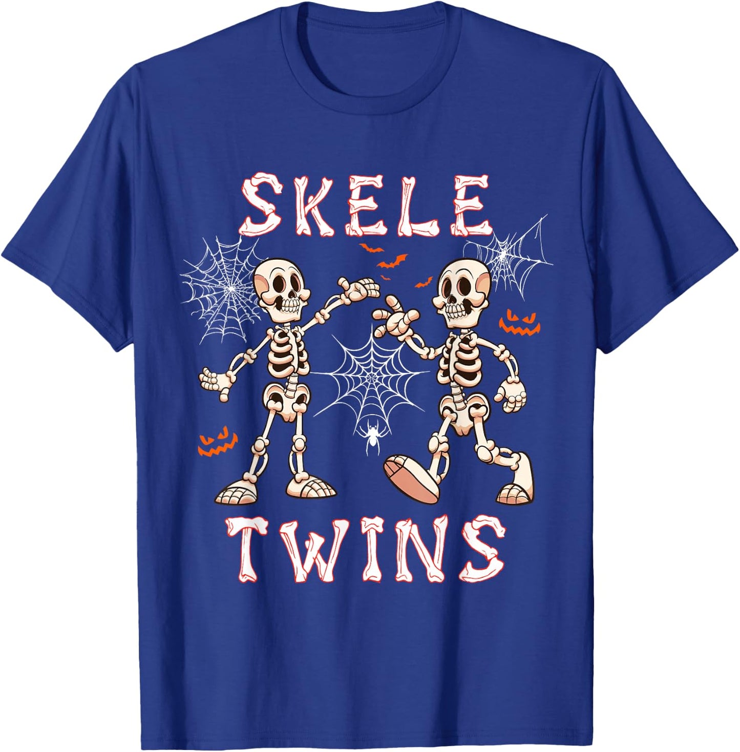 Skele Cute Twins Halloween Two Horror Skeletons Lover Family T-Shirt - T-Shirt | Royal