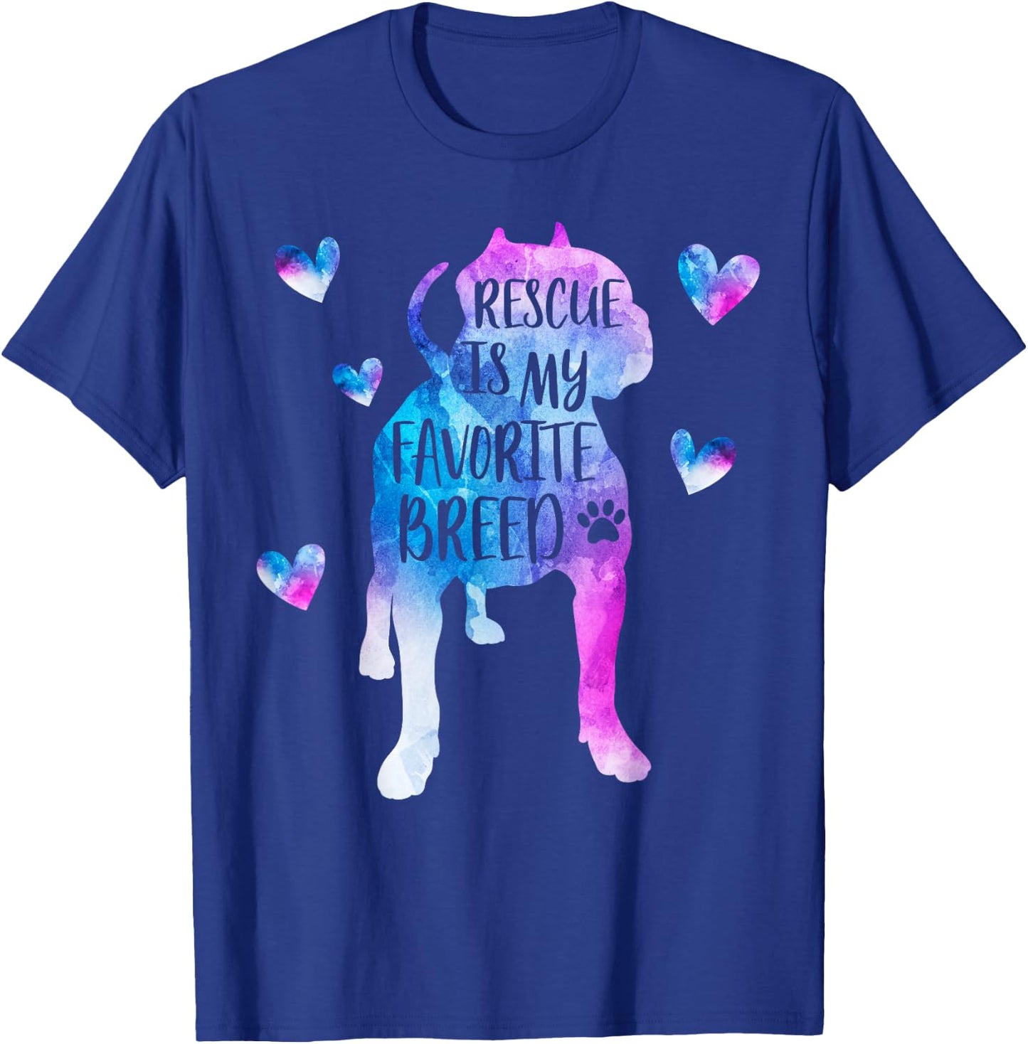 Pitbull Rescue is my Favorite Breed Watercolor Cute Mom T-Shirt - T-Shirt | Royal