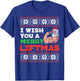 I Wish Merry Liftmas Ugly Christmas Sweater Gym Santa PJ T-Shirt - T-Shirt | Royal
