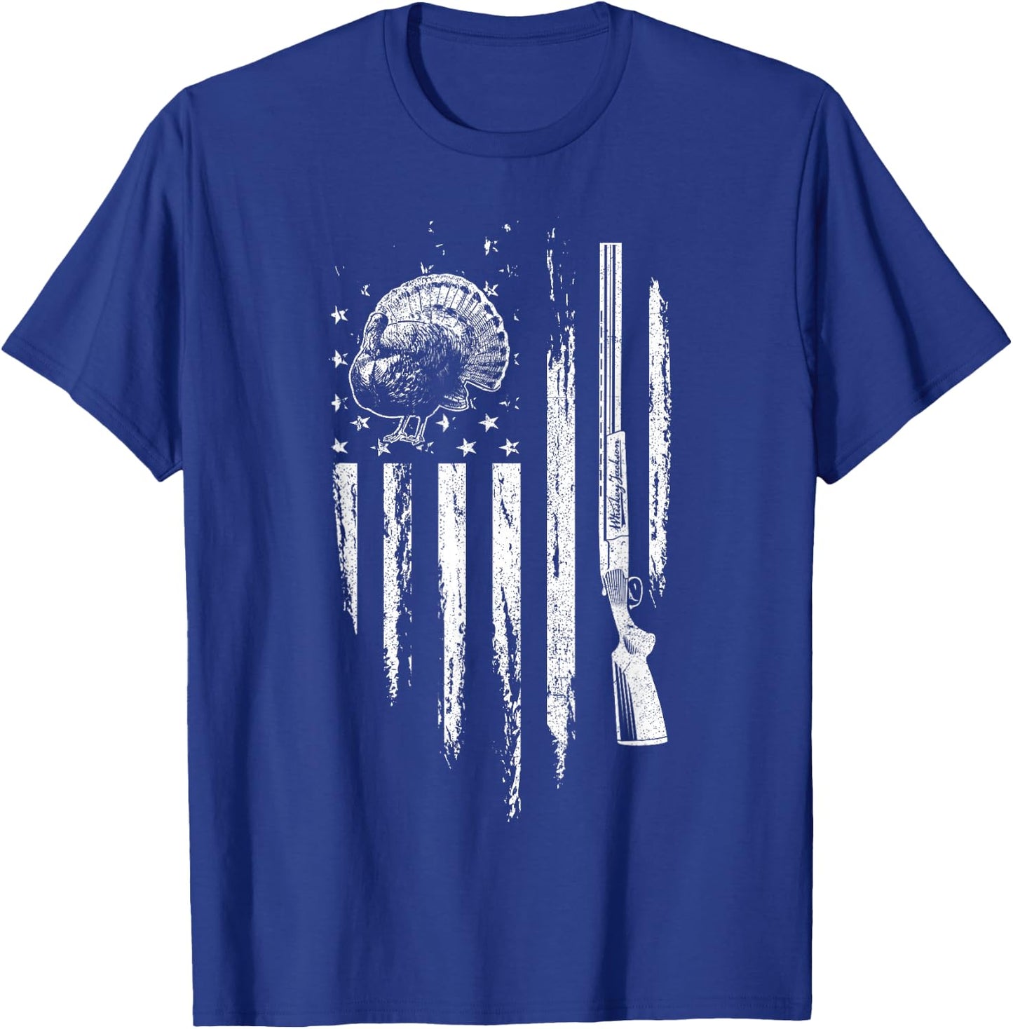 Turkey Hunting American Flag Thunder Chicken Gift Hunter T-Shirt - T-Shirt | Royal