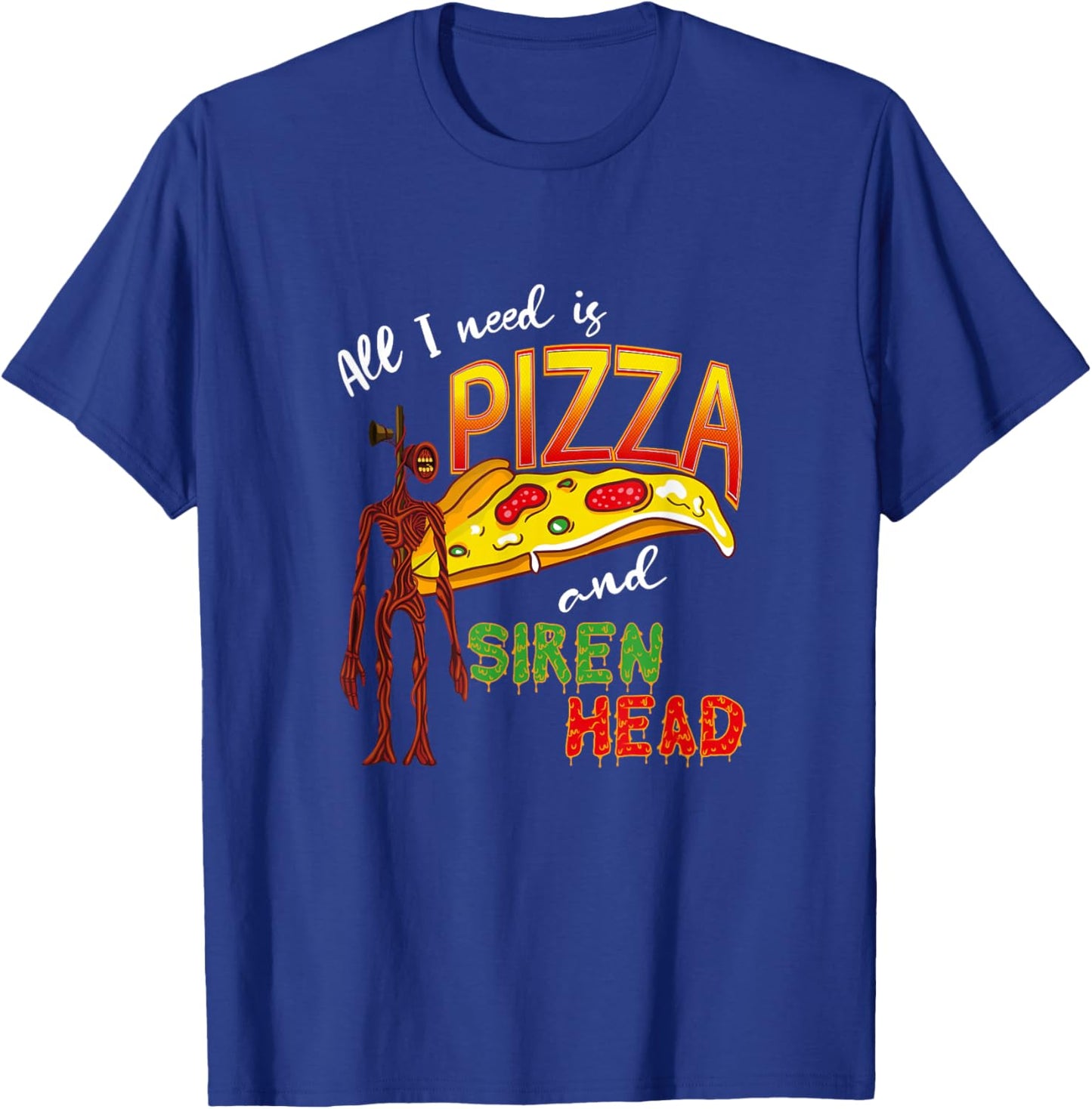 Scary Love Siren Head and Pizza T-Shirt - T-Shirt | Royal