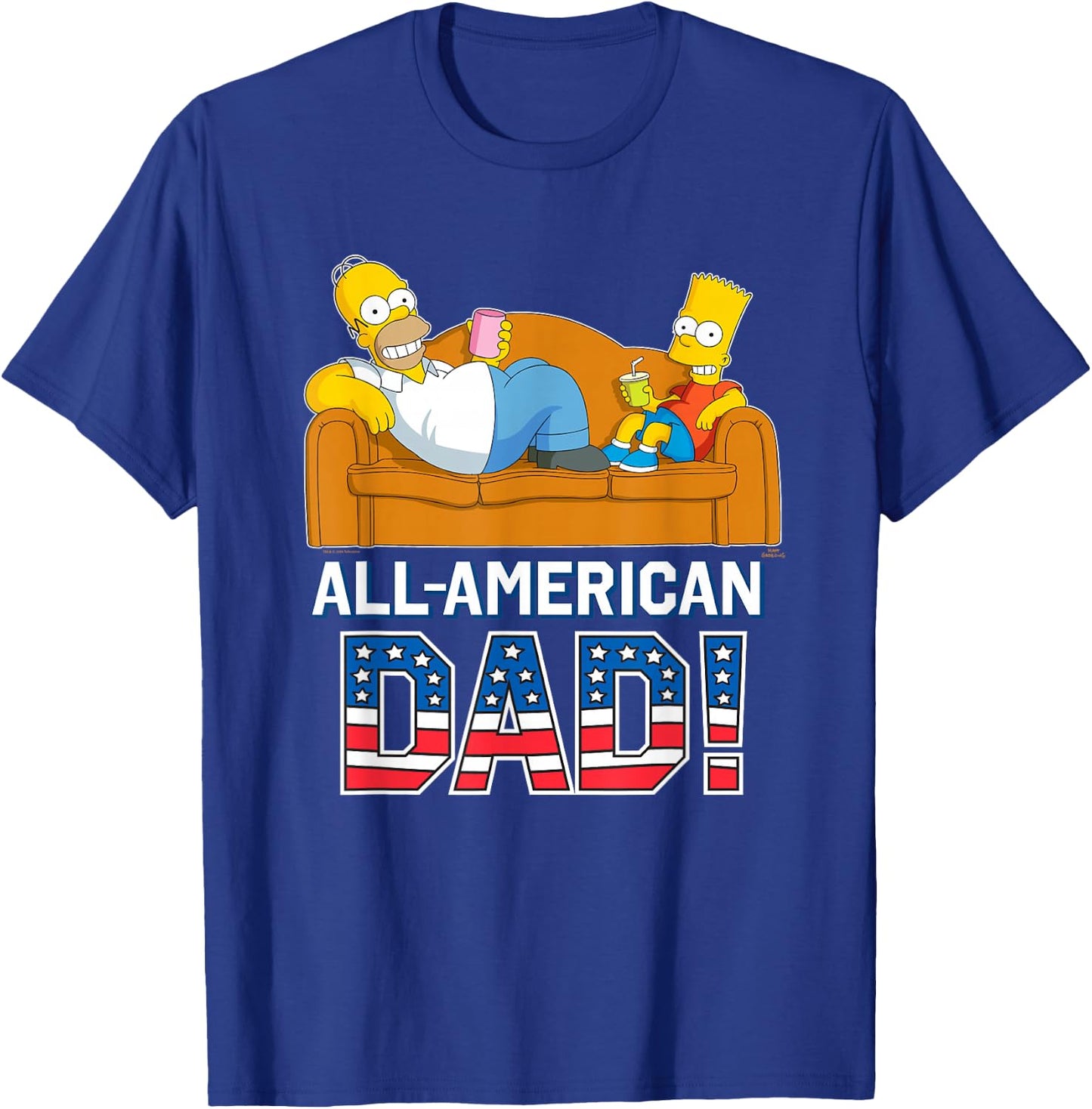The Simpsons Homer & Bart All-American Dad Father's Day USA T-Shirt - T-Shirt | Royal