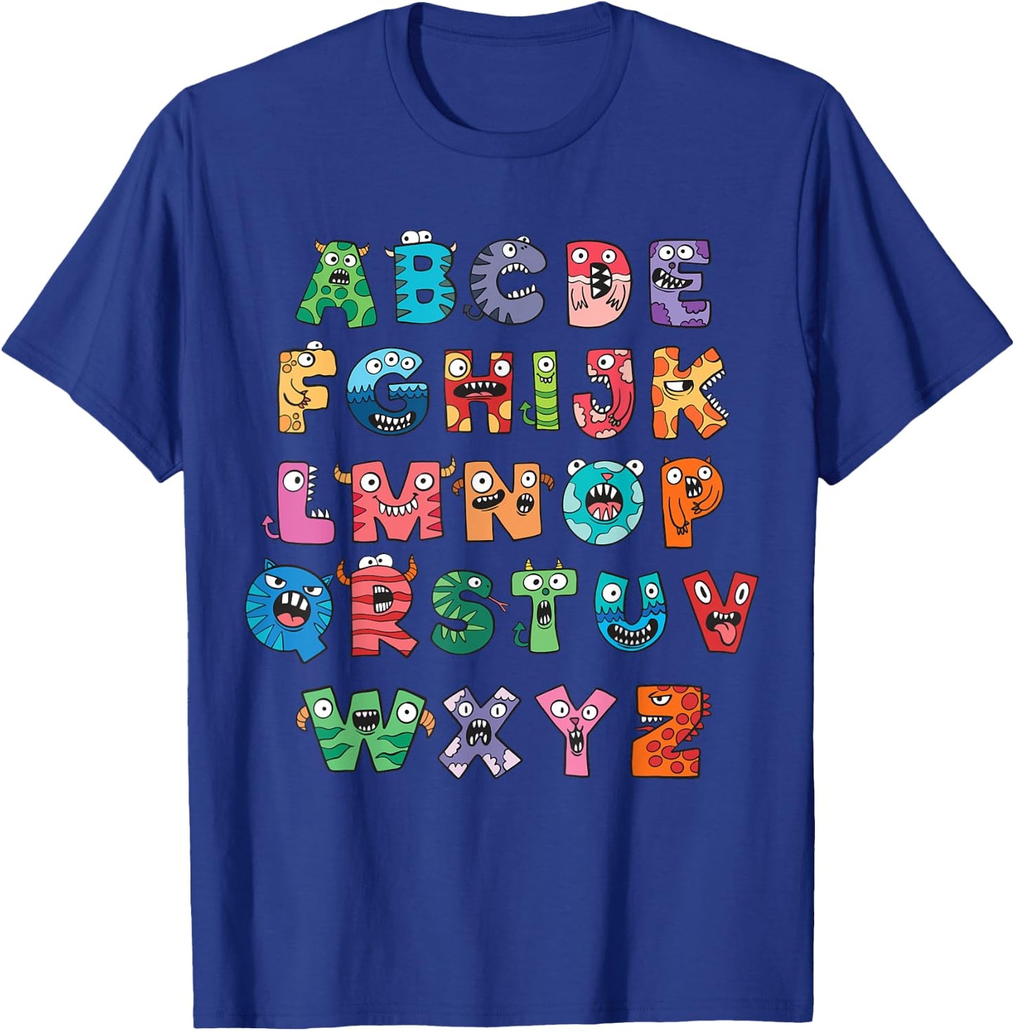 ABC Cute Monster Alphabet Halloween Teacher Costume Kids T-Shirt - T-Shirt | Royal