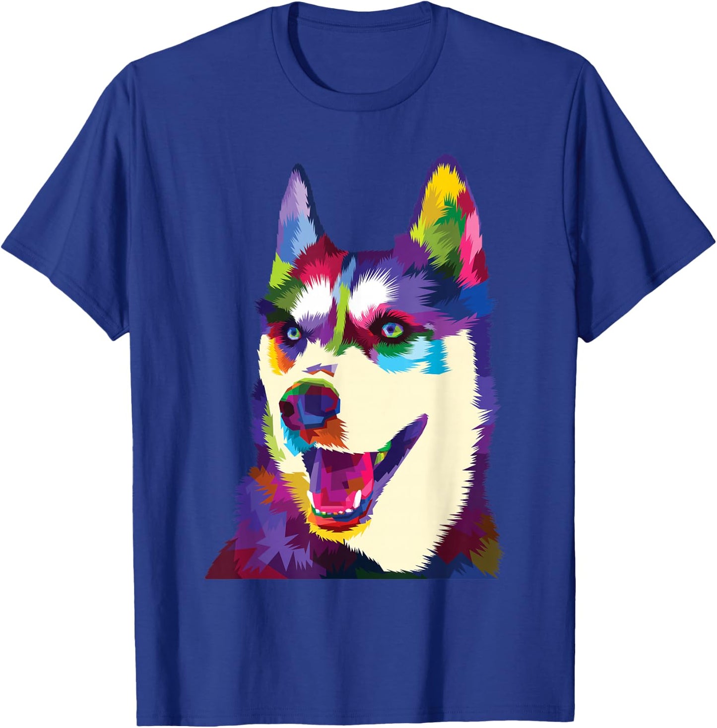 Colorful Dog Rainbow Siberian Husky Puppy Vibrant Dog Women Kids T-Shirt - T-Shirt | Royal