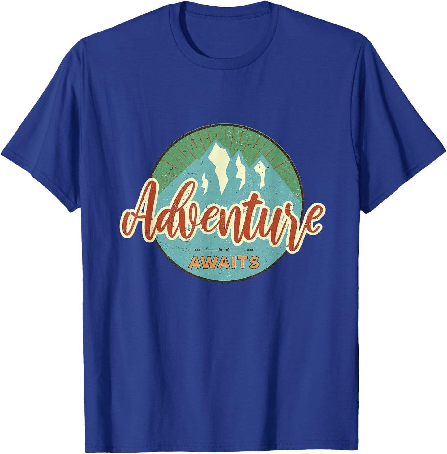 Adventure Awaits Vintage Great Adventure Hiking Camping T-Shirt - T-Shirt | Royal