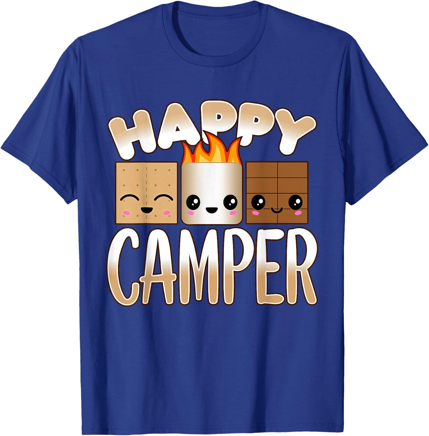 Campfire Camping Outdoor Friends Smores Happy Camper T-Shirt - T-Shirt | Royal