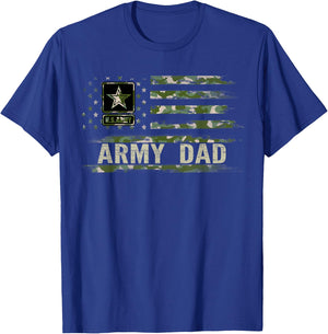 Vintage Army Dad With Camo American Flag For Veteran Gift T-Shirt - T-Shirt | Royal