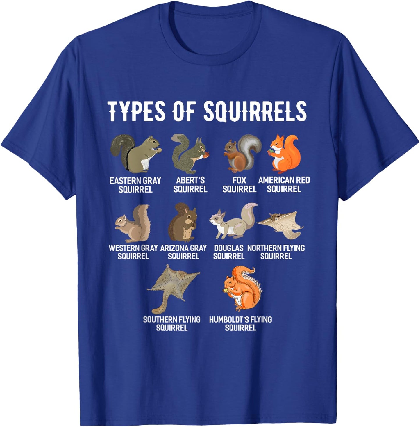 Types of Squirrels Shirt Funny Squirrel Shirt Cute Squirrel T-Shirt - T-Shirt | Royal