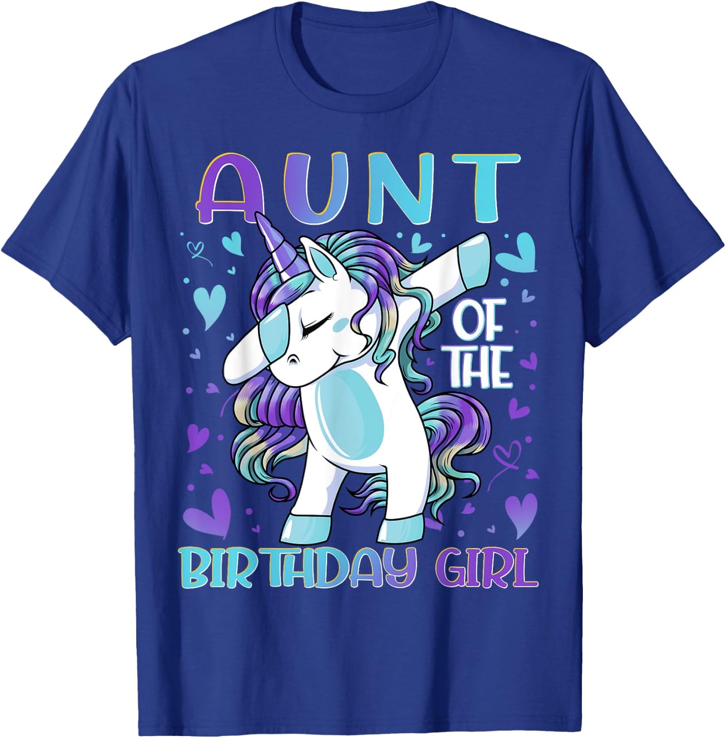 Aunt of the Birthday Girl Dabbing Unicorn Aunt Women Gifts T-Shirt - T-Shirt | Royal