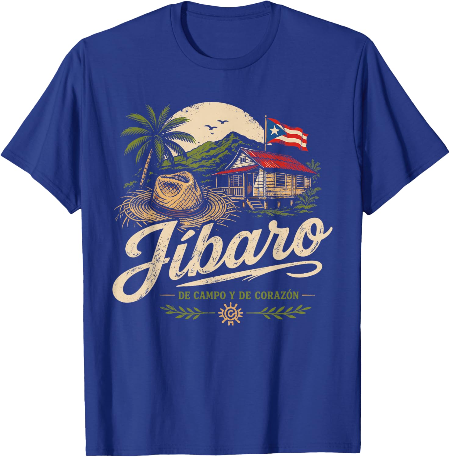 Jibaro Puerto Rico Pride Campo Heritage Boricua Roots T-Shirt - T-Shirt | Royal