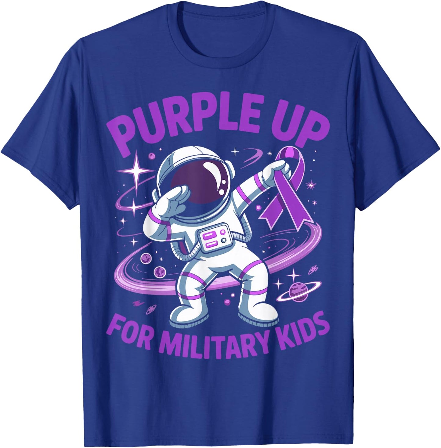 Purple Up for Military Kids Military Child Month Astronaut T-Shirt - T-Shirt | Royal
