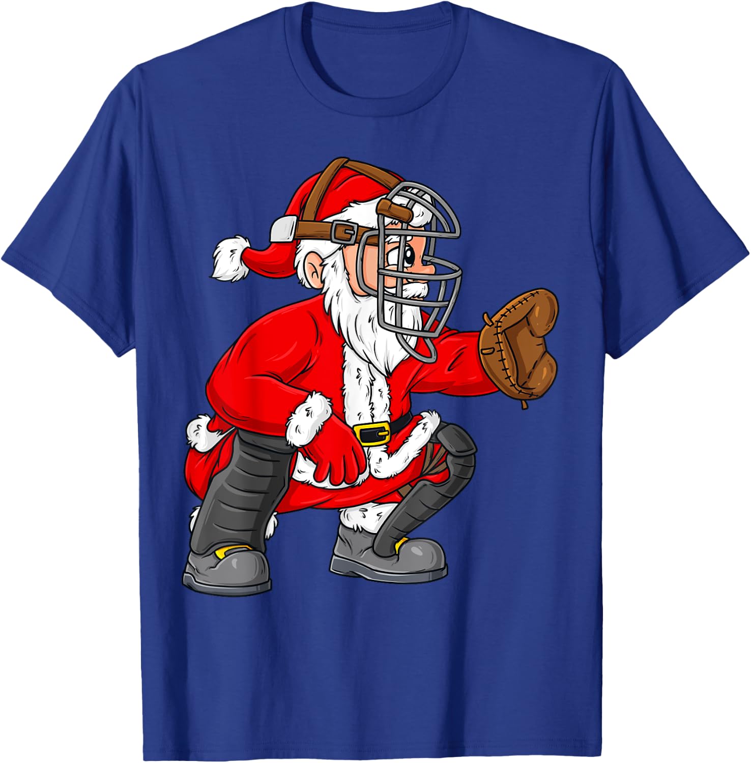 Christmas Santa Claus Baseball Catcher Boys Girls Kids Xmas T-Shirt - T-Shirt | Royal