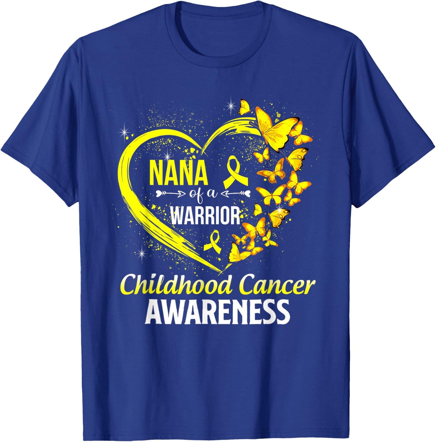 Butterfly Nana Of A Warrior Childhood Cancer Awareness T-Shirt - T-Shirt | Royal