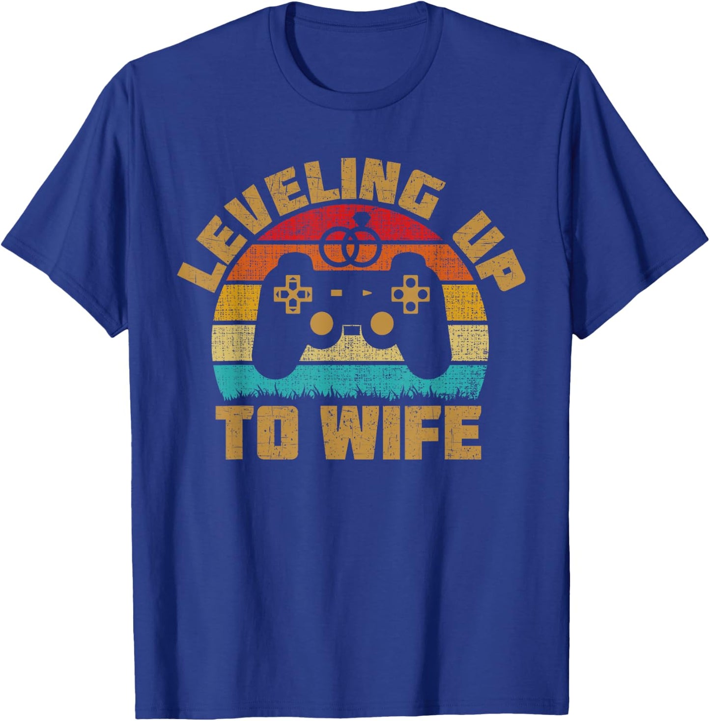 Leveling Up To Wife Funny Bride Gamer Couples Matching T-Shirt - T-Shirt | Royal