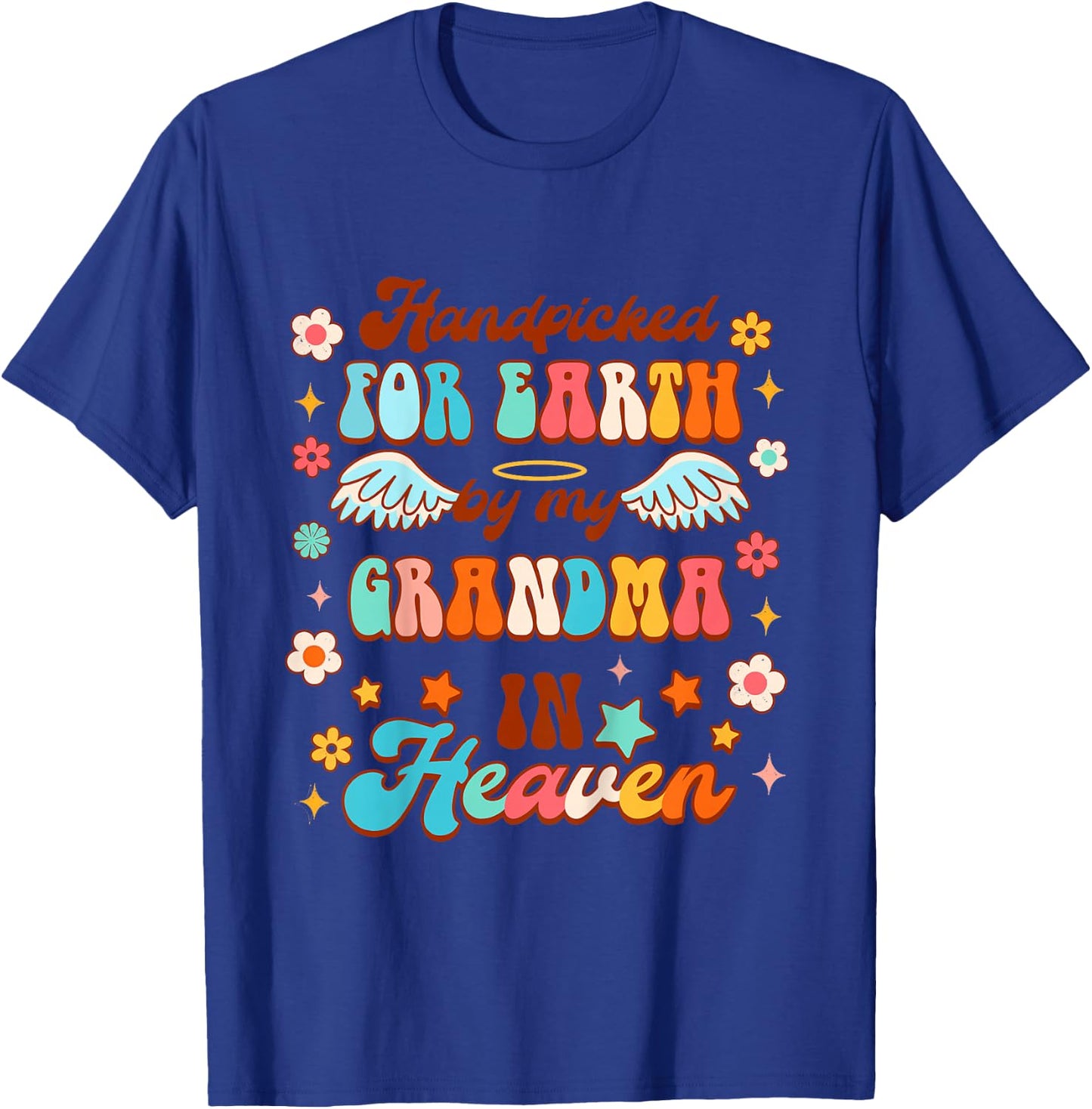 Kids Memorial Baby Handpicked For Earth By My Grandma In Heaven T-Shirt - T-Shirt | Royal