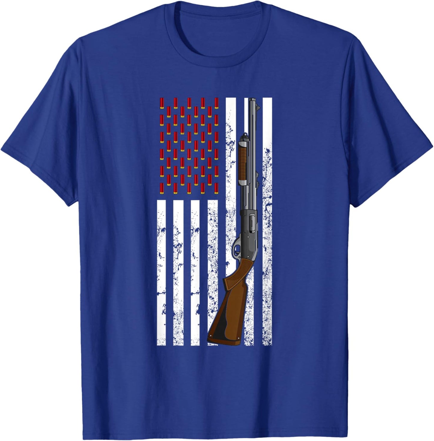 Clay Pigeon Shooting USA Flag - Shotgun & Cartridge Flag Women Men T-Shirt - T-Shirt | Royal