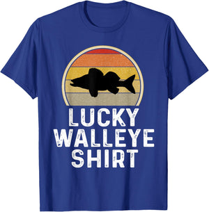 Lucky Walleye Shirt Fishing Fisherman Angler Gift Retro T-Shirt - T-Shirt | Royal