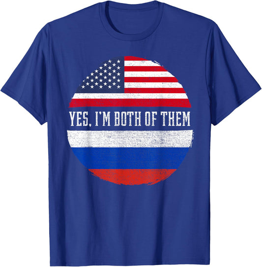Half American Half Russian USA Flag Russia Heritage DNA T-Shirt - T-Shirt | Royal