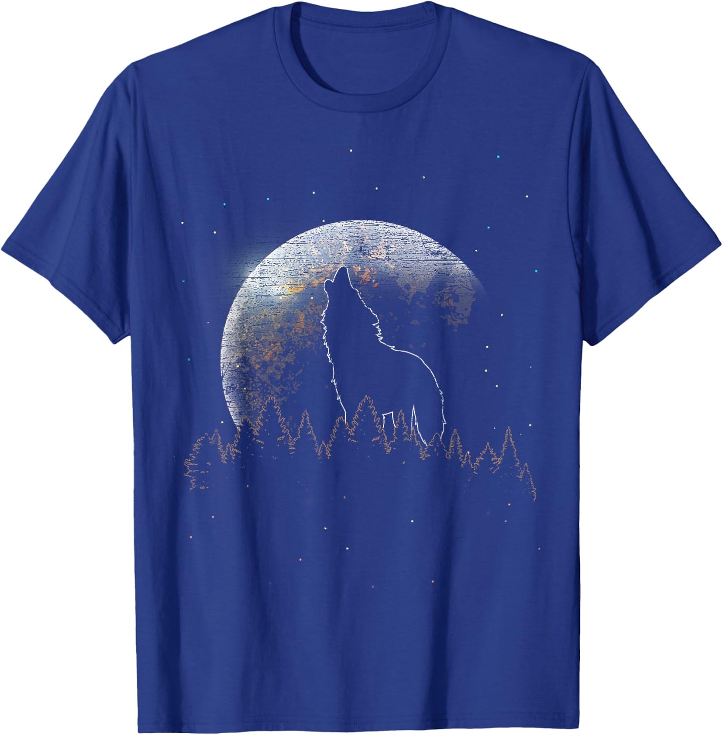 Predator Animal Lover Wildlife Forest Full Moon Howling Wolf T-Shirt - T-Shirt | Royal