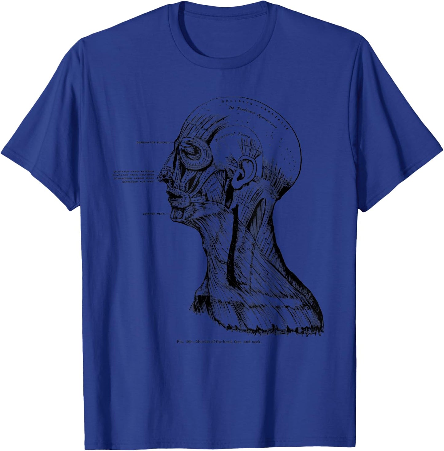 Vintage Anatomy Myology Facial and Neck Muscles T-Shirt - T-Shirt | Royal
