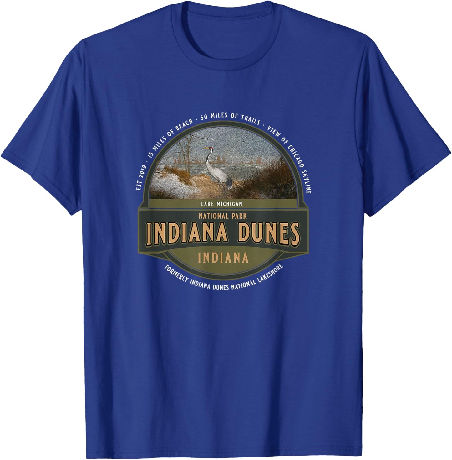 Indiana Dunes National Park Lake Michigan Beach Trails T-Shirt - T-Shirt | Royal