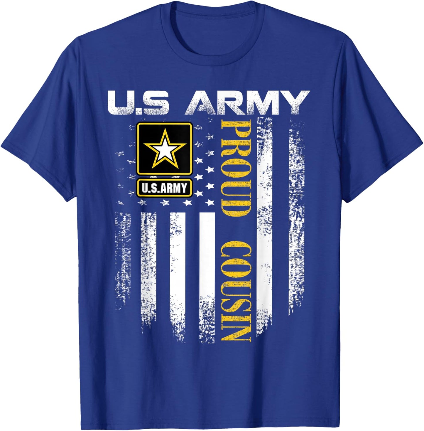Vintage U.S. Army Proud Cousin with American Flag Gift T-Shirt - T-Shirt | Royal
