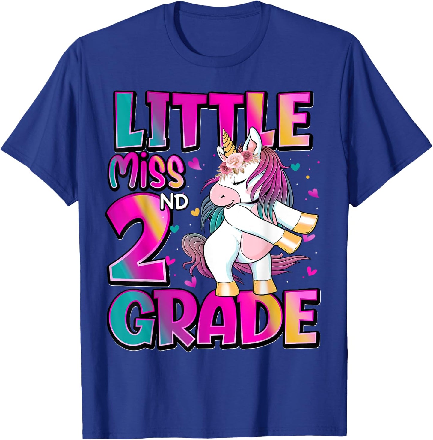 Little Miss 2nd Grade Unicorn Back To School 2nd Grade Girls T-Shirt - T-Shirt | Royal