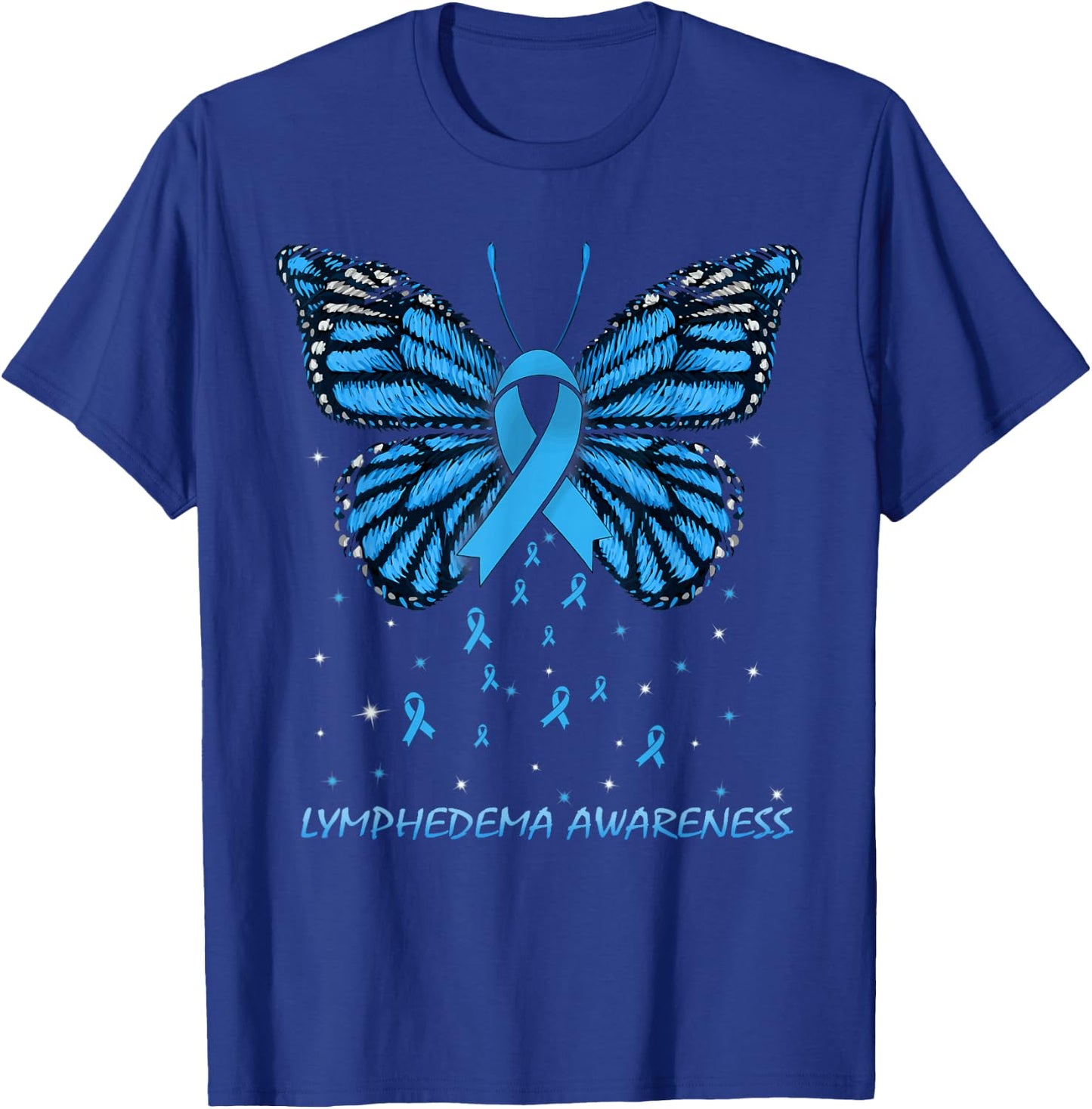 Lymphedema Butterfly Adults Blue Butterfly Birthday T-Shirt - T-Shirt | Royal