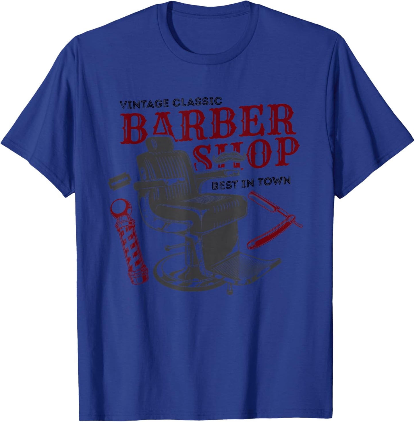 Vintage Classic Barber Shop Hairdresser Gift T-Shirt - T-Shirt | Royal