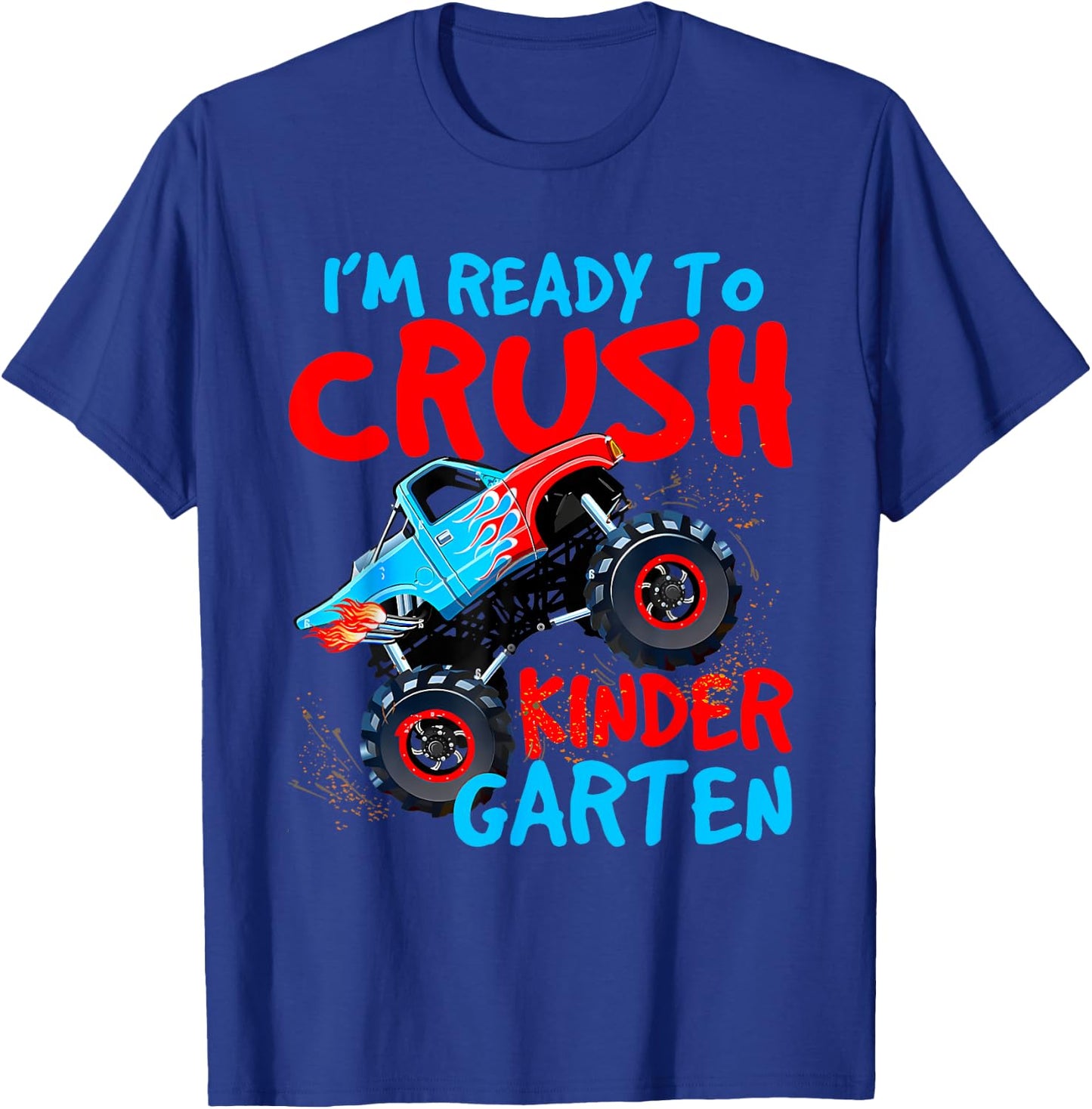 Back to School Boys First Day of Kindergarten Monster Truck T-Shirt - T-Shirt | Royal