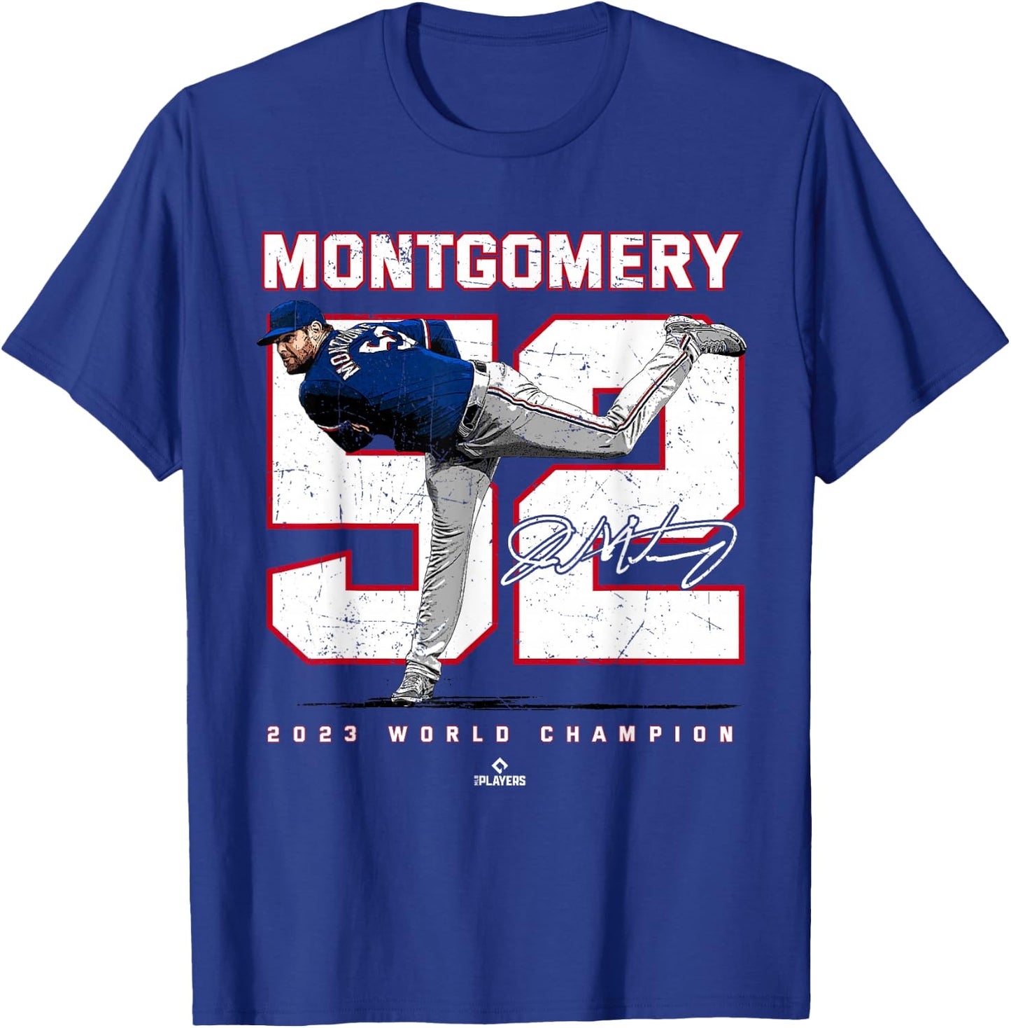 Player 2023 World Champion Jordan Montgomery Texas MLBPA T-Shirt - T-Shirt | Royal