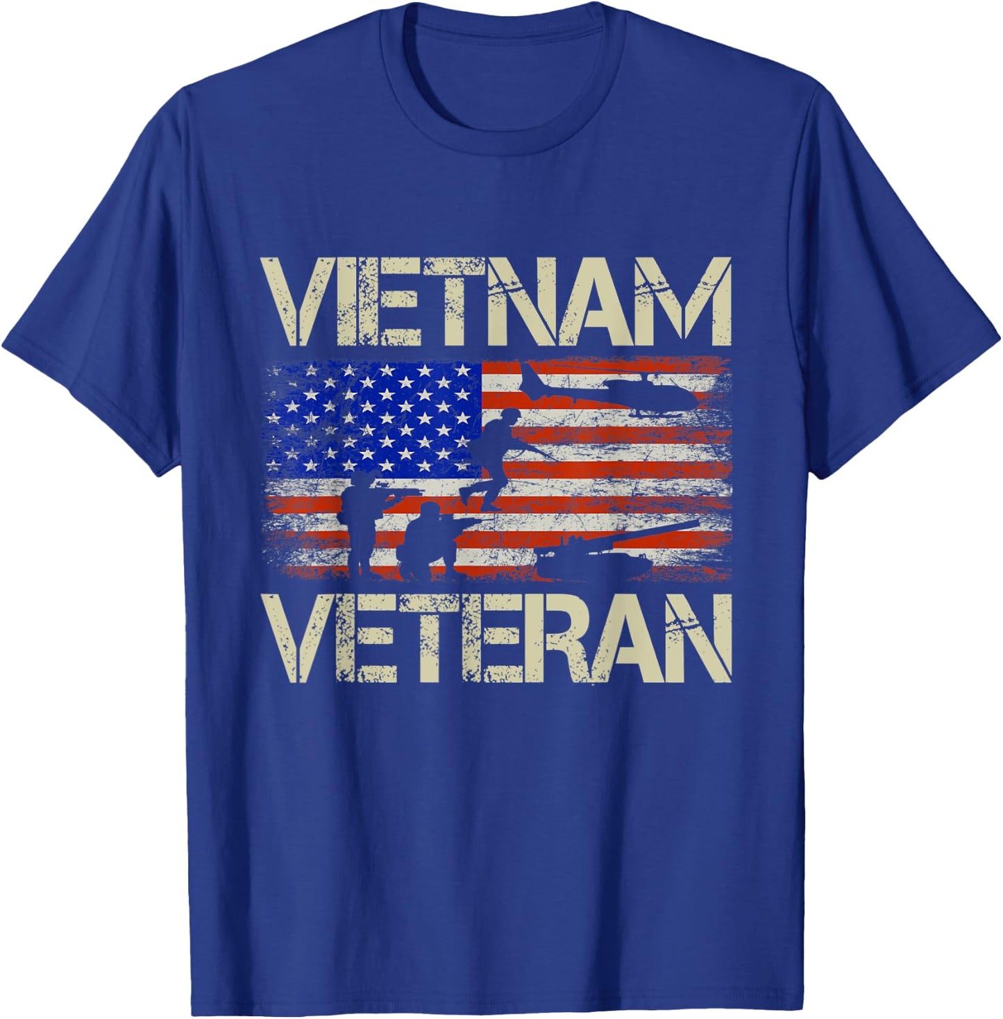 Vietnam Veteran American Flag Retro Vintage Fathers Day Women Men T-Shirt - T-Shirt | Royal