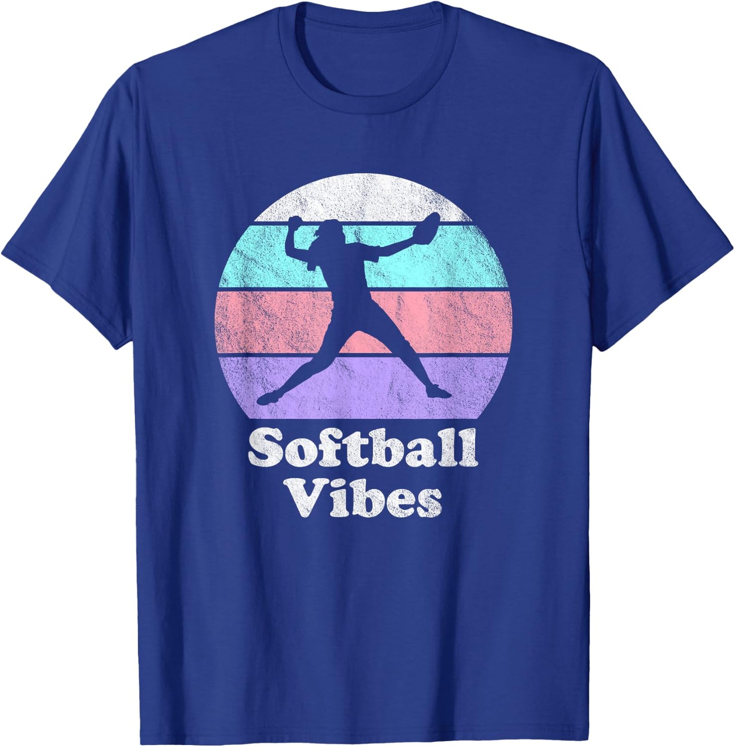 Softball Vibes Retro Vintage Girls or Women's Pitcher T-Shirt - T-Shirt | Royal