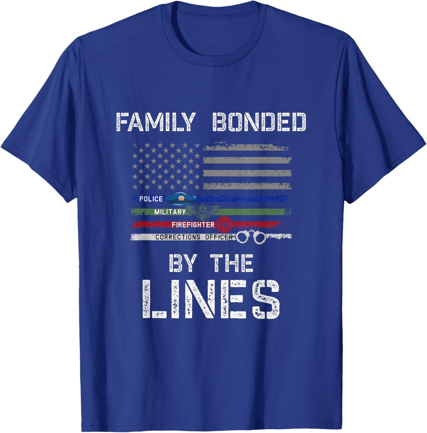 First Responders American Flag police military Firefighter T-Shirt - T-Shirt | Royal