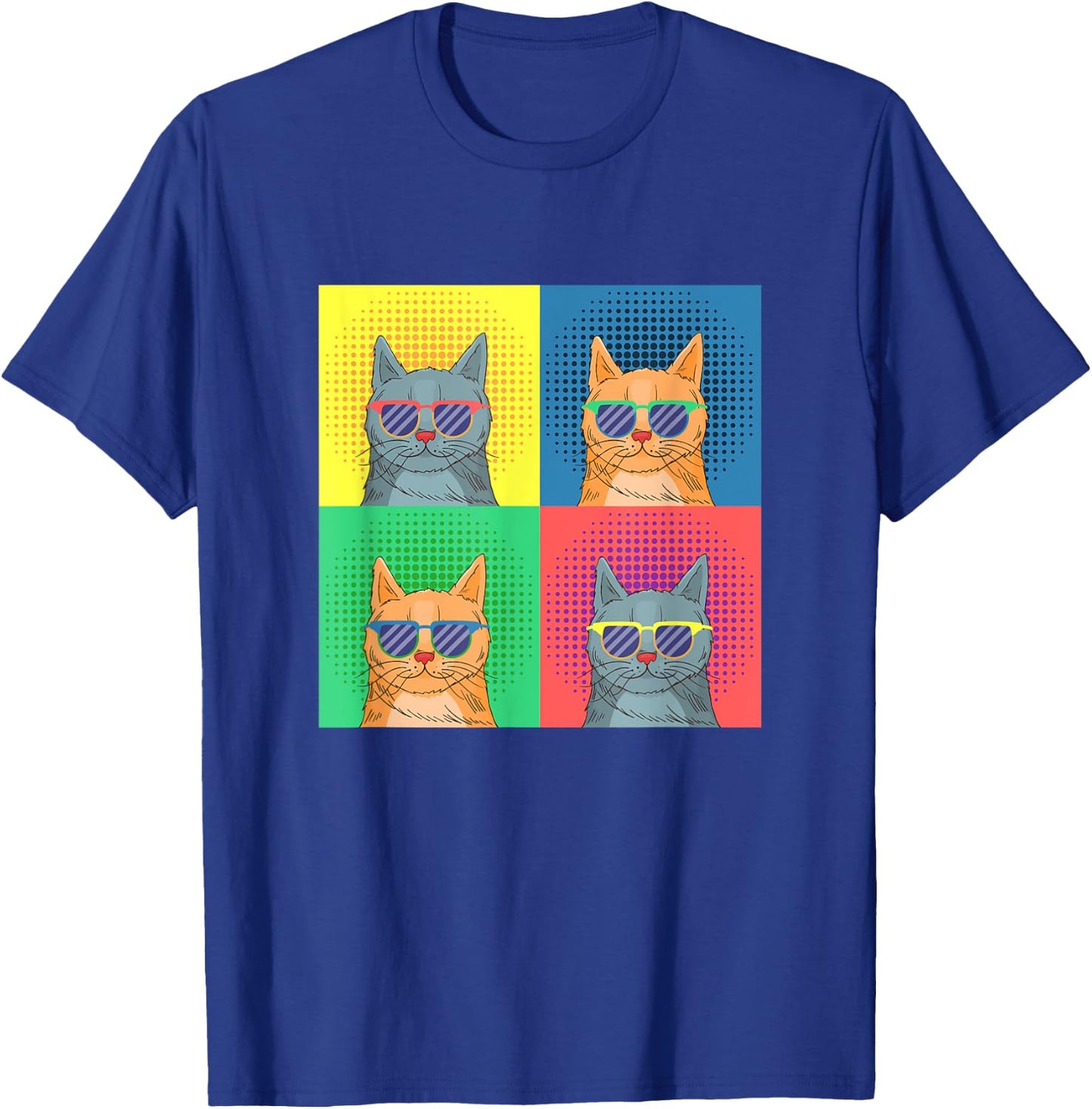 Retro Pop Art Cats - Funny Cat Art Lover Cartoon Design T-Shirt - T-Shirt | Royal