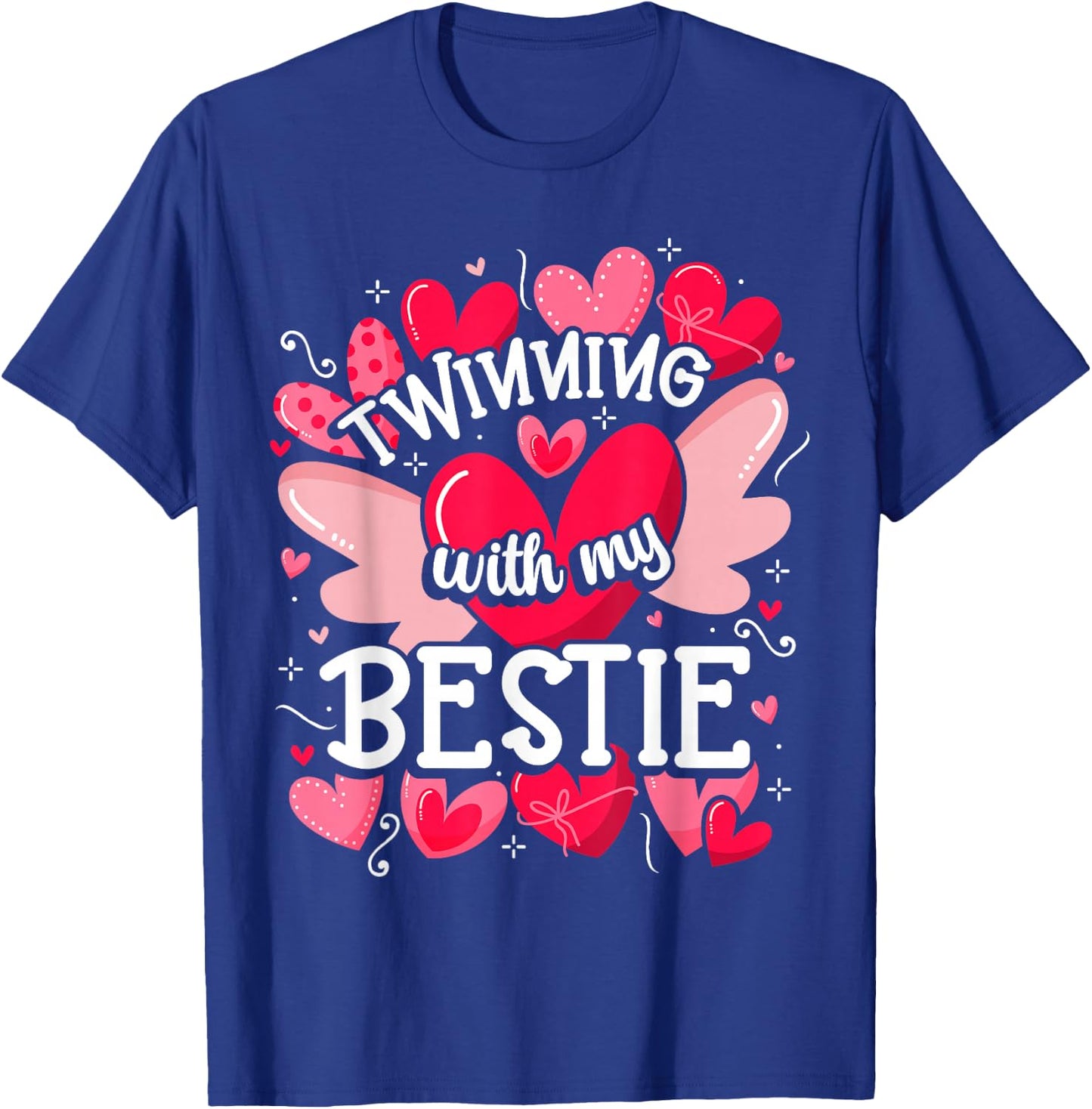 Friendship Matching Twin Twinning With My Bestie Twins Day T-Shirt - T-Shirt | Royal