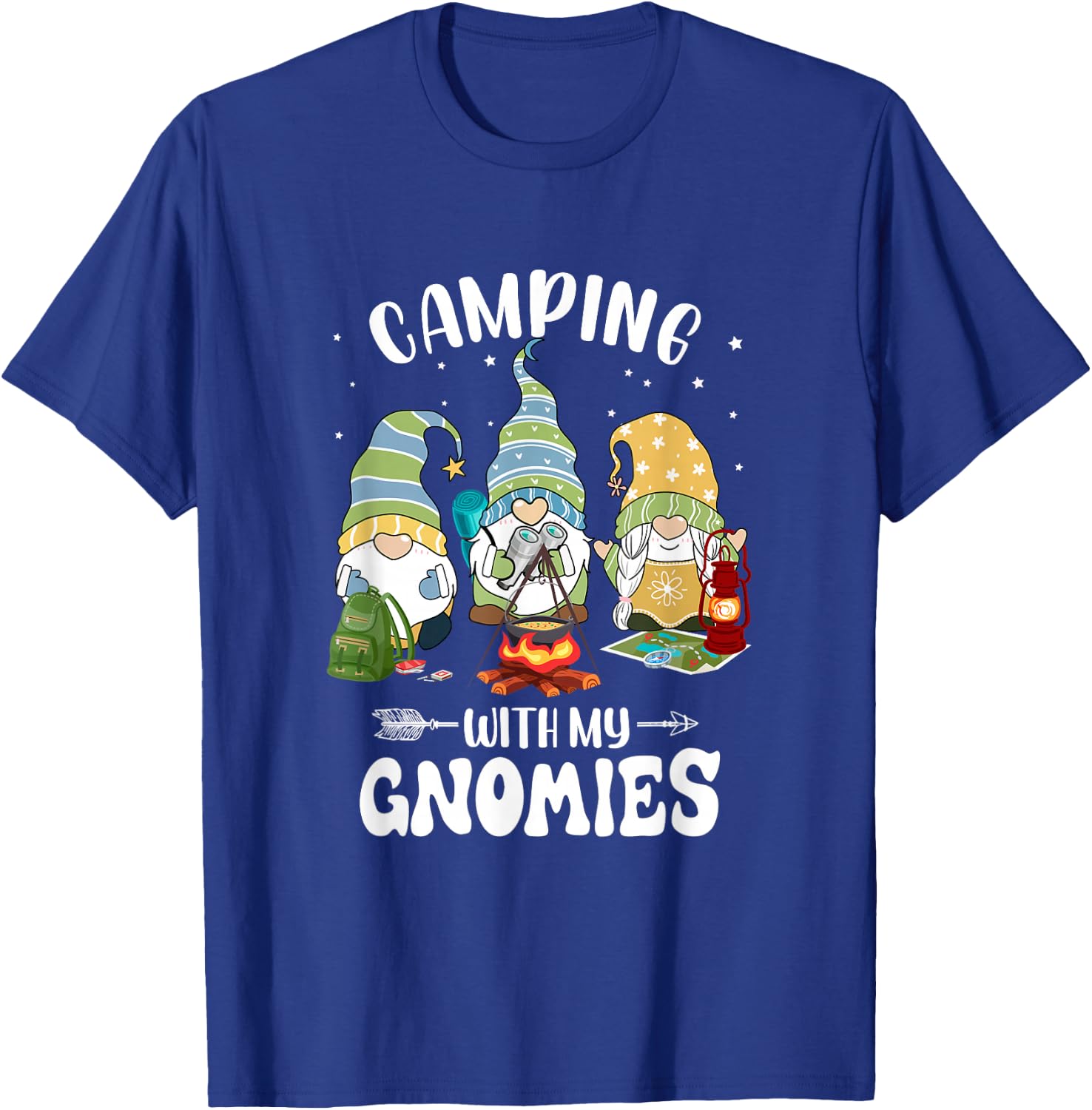 Camping with My Gnomies Funny Gnome Camp T-Shirt - T-Shirt | Royal