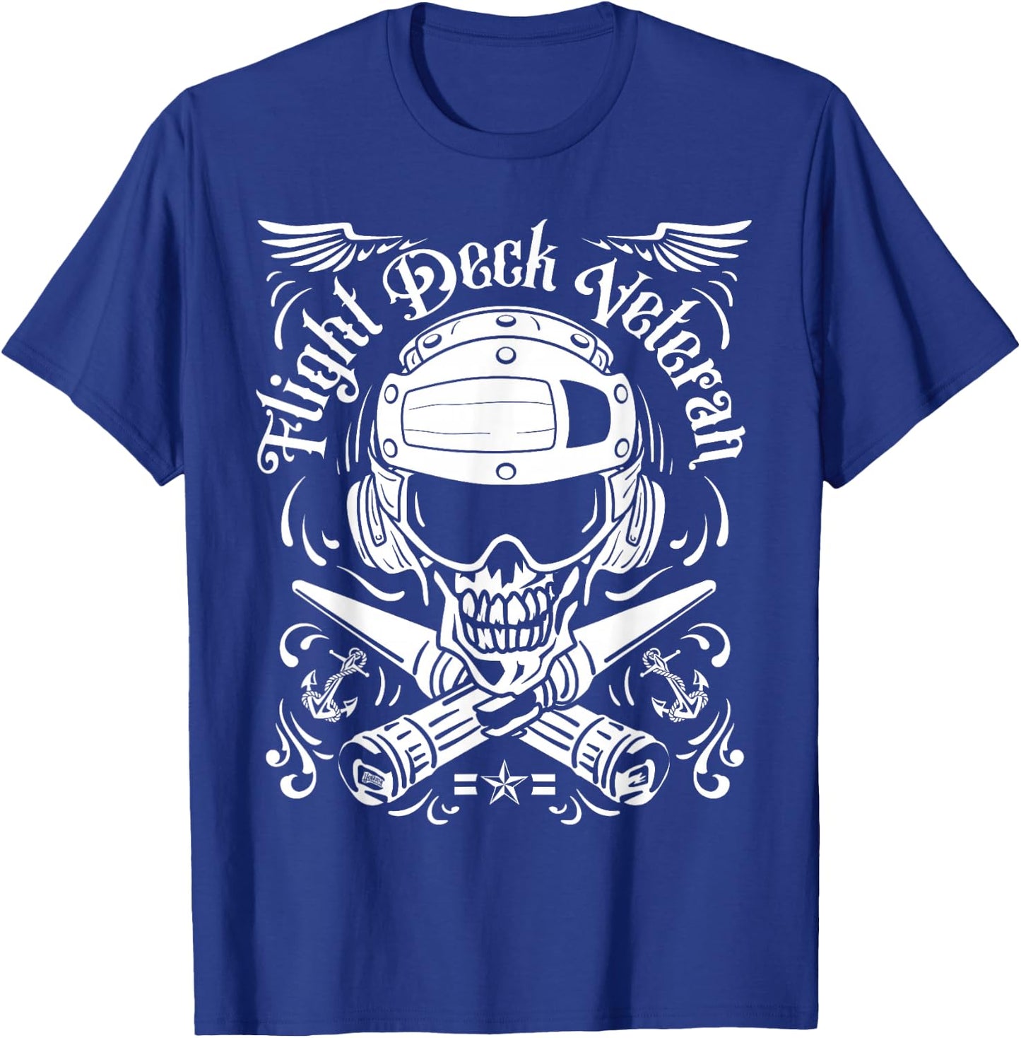 Naval Aviation Flight Deck Veteran Skull T-Shirt - T-Shirt | Royal