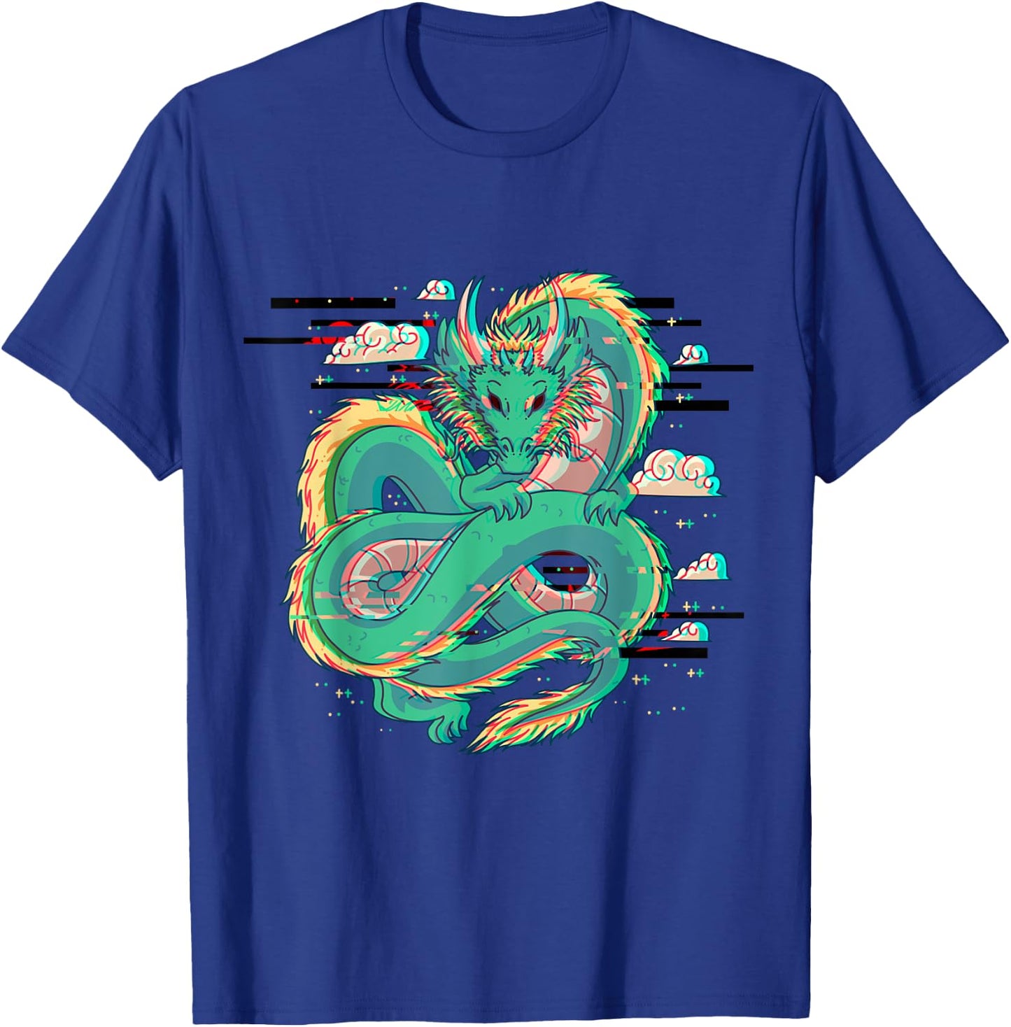 Grunge Dragon Glitch Dragon Aesthetic Style Japan Vaporwave T-Shirt - T-Shirt | Royal