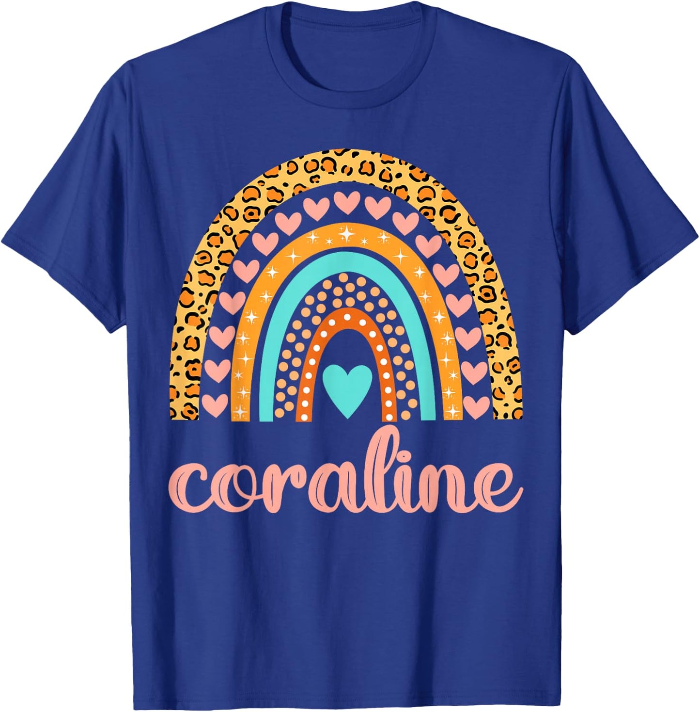 Coraline Name Shirts & Gifts Coraline -Kids Black Small Modern Letter Print T-Shirt - T-Shirt | Royal