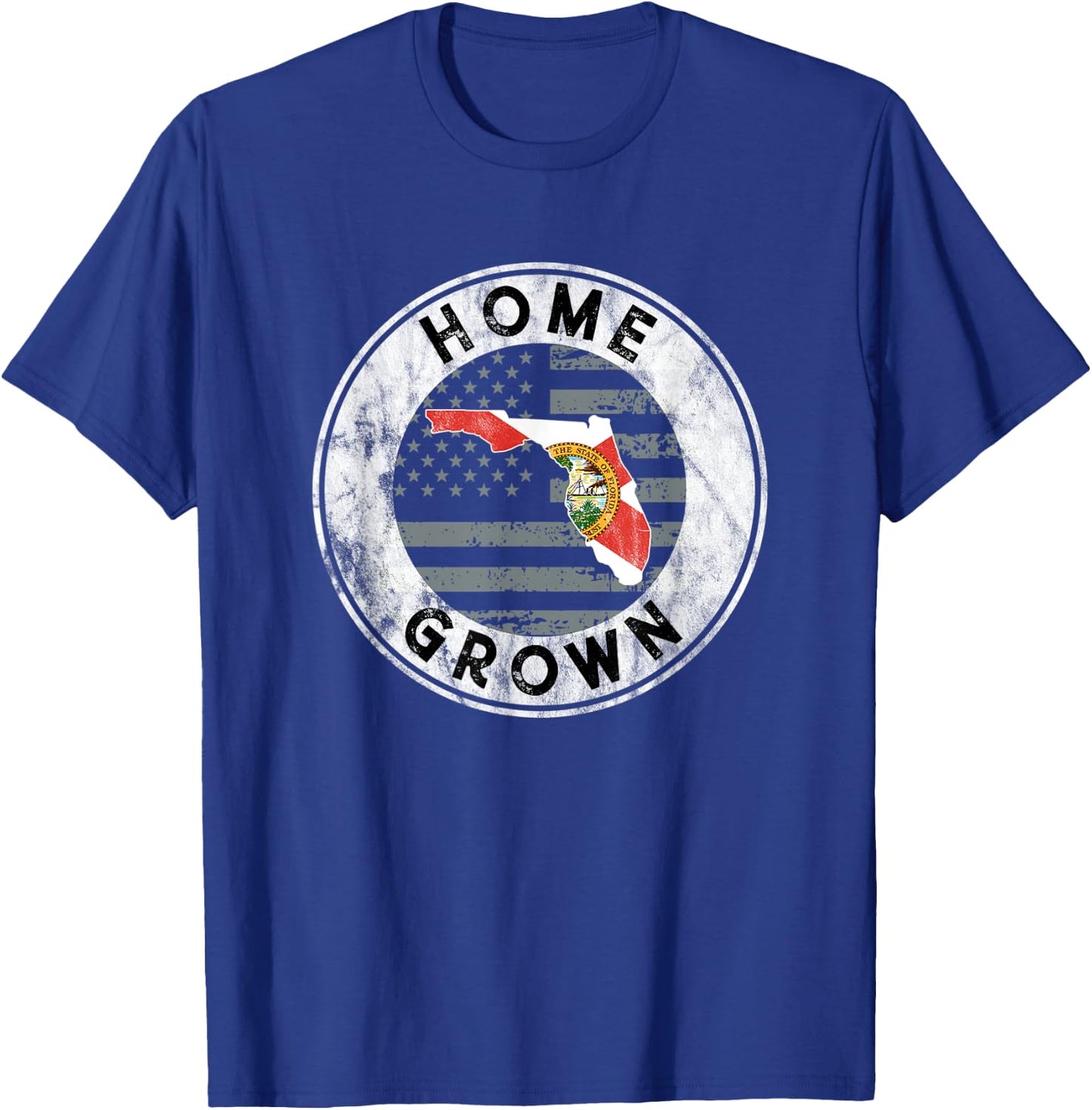 Florida Home Grown State Country American Flag Pride Love FL Women Men T-Shirt - T-Shirt | Royal